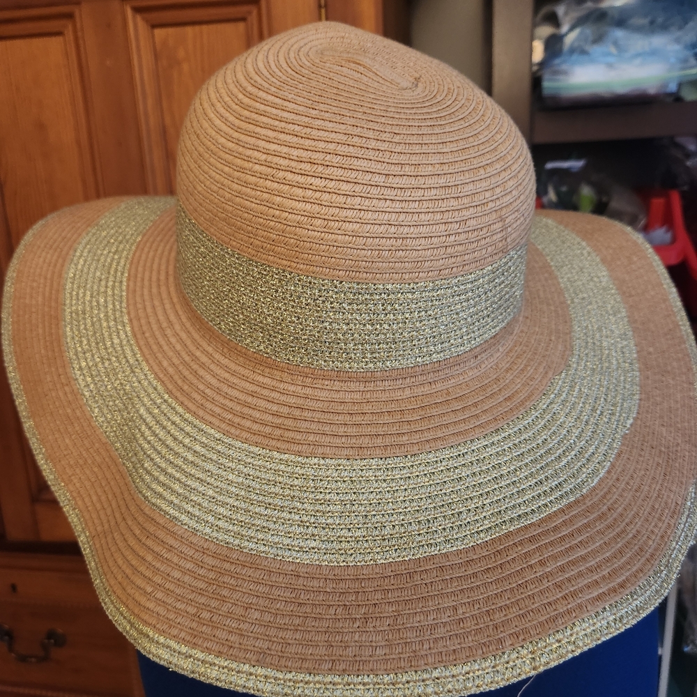 Elegant Tan and Gold Women's Sun Hat